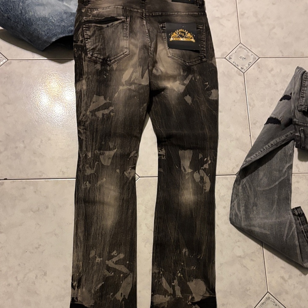 Men's Slim Fit Distressed Jeans - Black, Gray, Blue - Picture 8 of 9